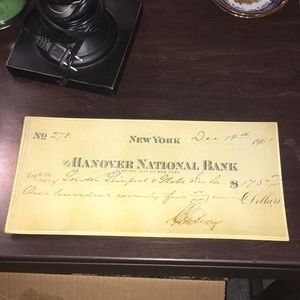 Twos Company New York Railroad National Bank Antique Checks Bent Glass Tray